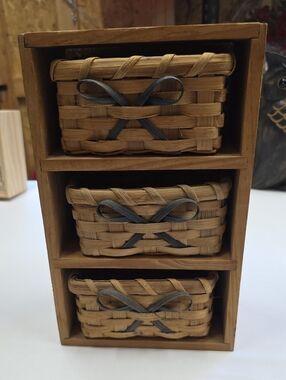 Woven Rattan 3-Drawer Storage Organizer Wall Hanging